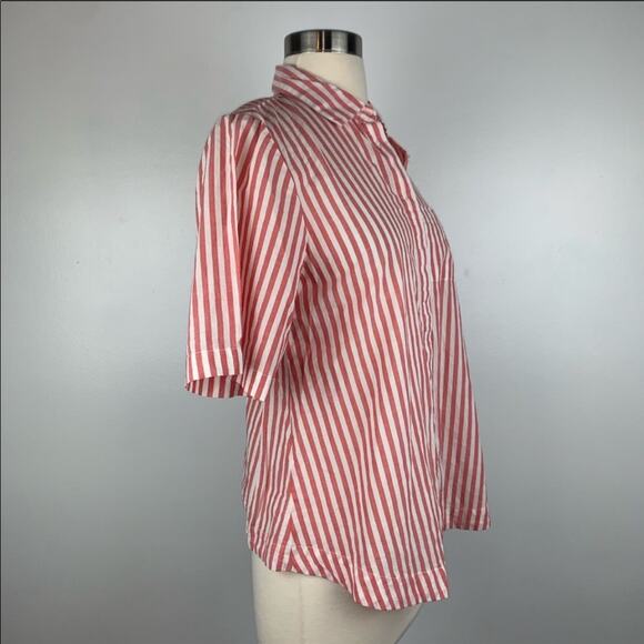 ANTHROPOLOGIE Isabella Sinclair Wellesley Pink White Striped Button Down Blouse - Picture 6 of 8